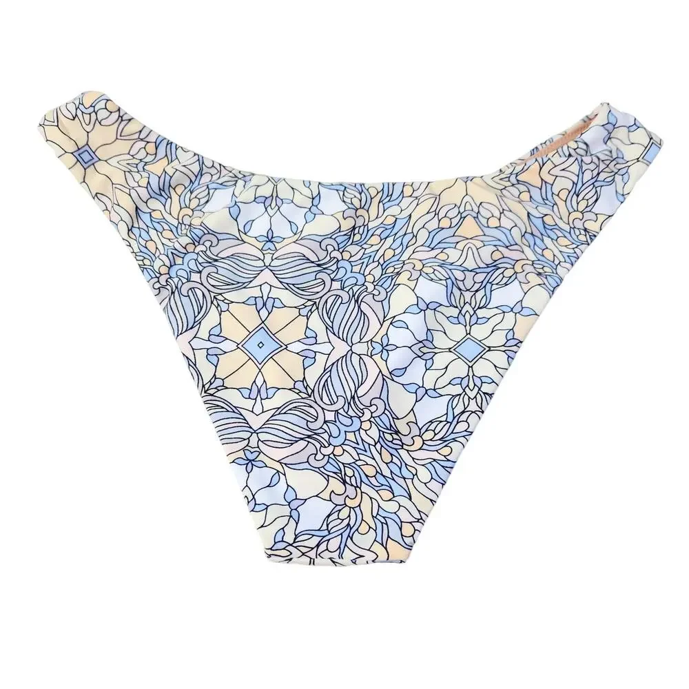 J. Crew Curved-waist Cheeky Bikini Bottom Kaleidoscope New W Tags Women's Size M